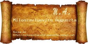 Miloszavlyevits Auguszta névjegykártya
